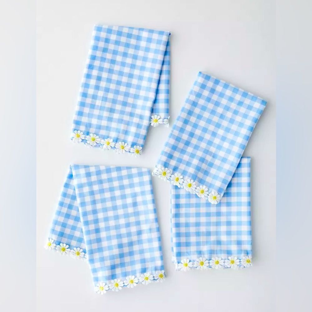 Meri Meri Gingham Daisy Napkin Set NWT